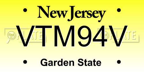 VTM94V New Jersey License Plate
