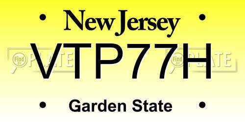 VTP77H New Jersey License Plate