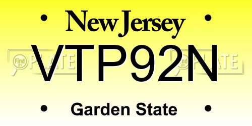 VTP92N New Jersey License Plate