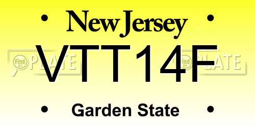 VTT14F New Jersey License Plate
