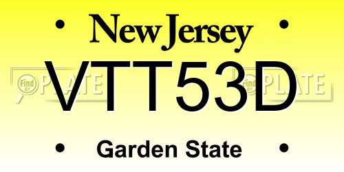 VTT53D New Jersey License Plate