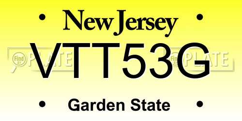 VTT53G New Jersey License Plate