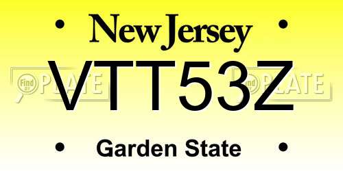 VTT53Z New Jersey License Plate