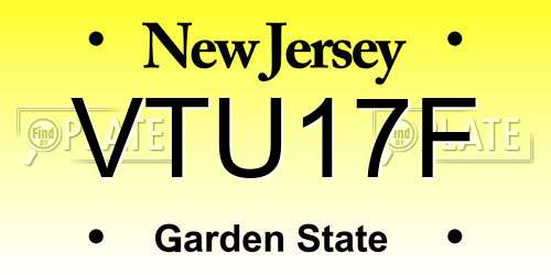 VTU17F New Jersey License Plate
