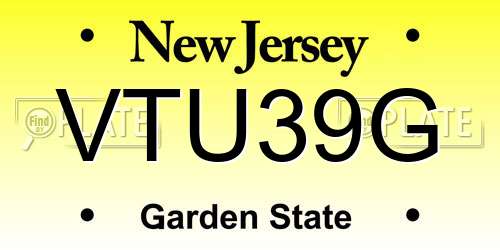 VTU39G New Jersey License Plate