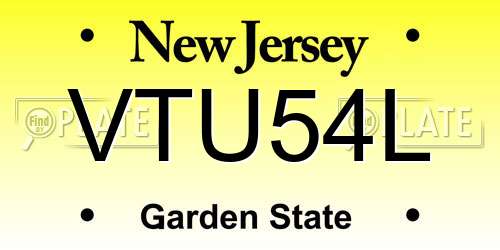 VTU54L New Jersey License Plate