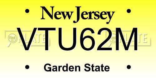 VTU62M New Jersey License Plate