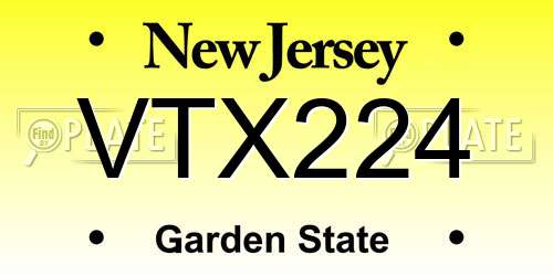 VTX224 New Jersey License Plate