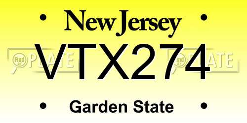 VTX274 New Jersey License Plate