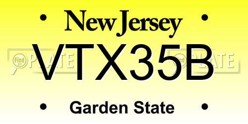 VTX35B New Jersey License Plate