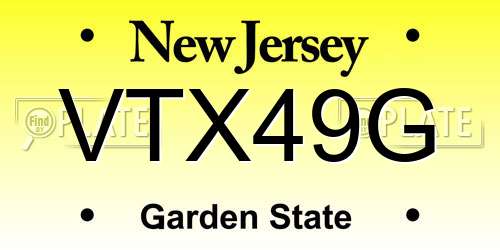 VTX49G New Jersey License Plate