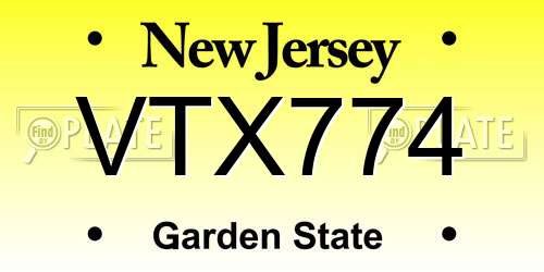 VTX774 New Jersey License Plate