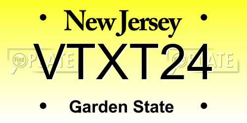 VTXT24 New Jersey License Plate