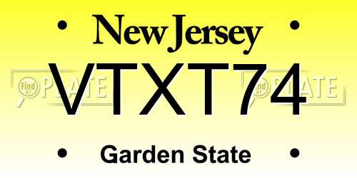 VTXT74 New Jersey License Plate