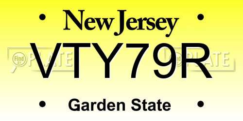 VTY79R New Jersey License Plate