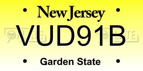 VUD91B New Jersey License Plate