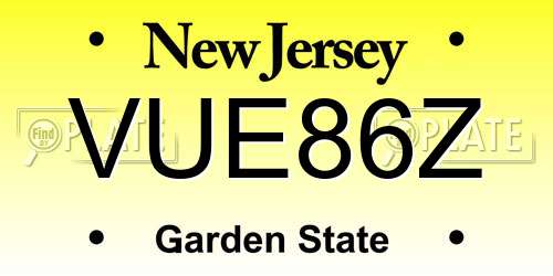 VUE86Z New Jersey License Plate