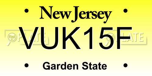 VUK15F New Jersey License Plate