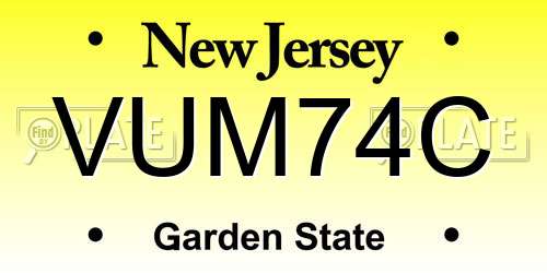 VUM74C New Jersey License Plate