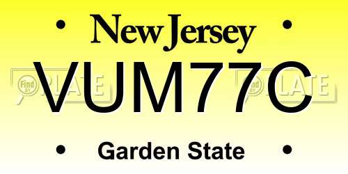 VUM77C New Jersey License Plate
