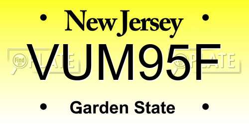 VUM95F New Jersey License Plate