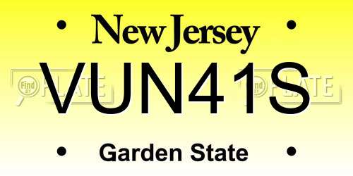 VUN41S New Jersey License Plate