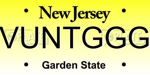 VUNTGGG New Jersey License Plate