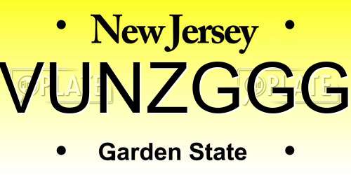 VUNZGGG New Jersey License Plate