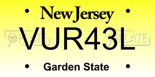 VUR43L New Jersey License Plate