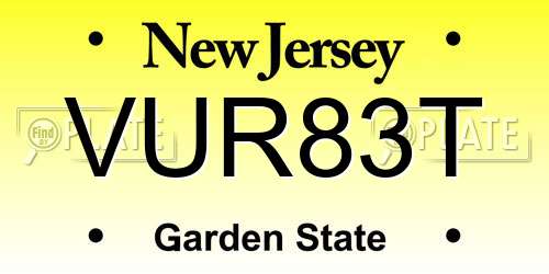 VUR83T New Jersey License Plate