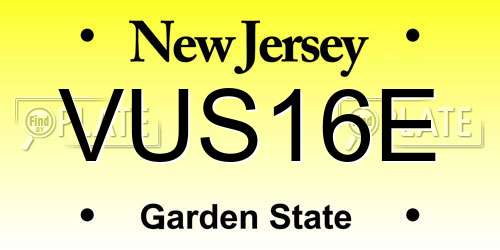 VUS16E New Jersey License Plate