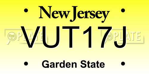 VUT17J New Jersey License Plate