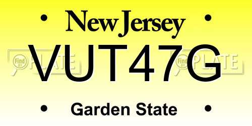 VUT47G New Jersey License Plate