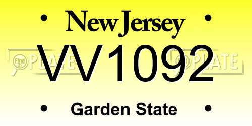 VV1092 New Jersey License Plate