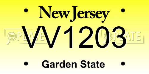 VV1203 New Jersey License Plate