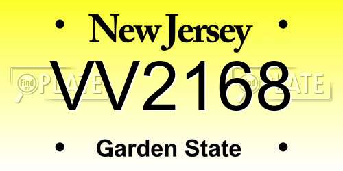 VV2168 New Jersey License Plate