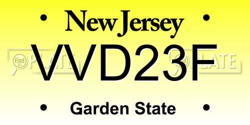 VVD23F New Jersey License Plate