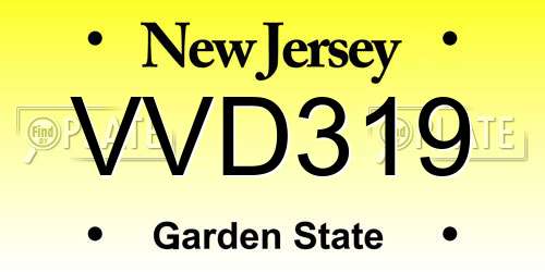 VVD319 New Jersey License Plate