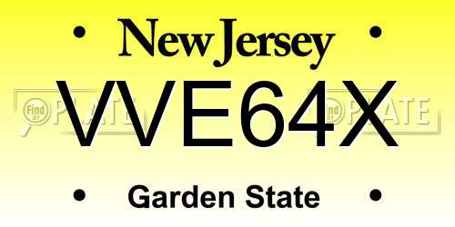 VVE64X New Jersey License Plate