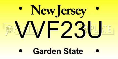 VVF23U New Jersey License Plate