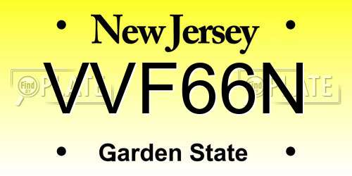 VVF66N New Jersey License Plate