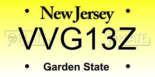 VVG13Z New Jersey License Plate