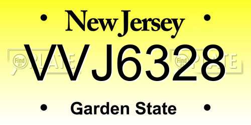 VVJ6328 New Jersey License Plate