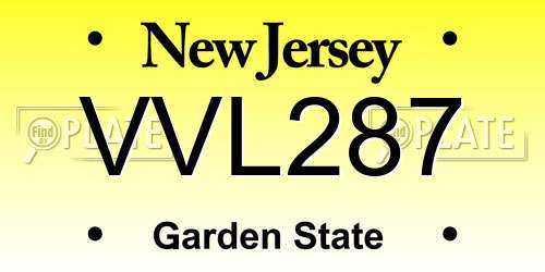 VVL287 New Jersey License Plate