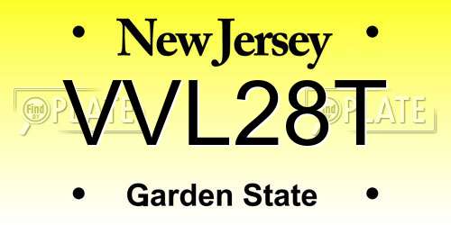 VVL28T New Jersey License Plate