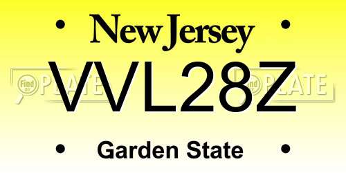 VVL28Z New Jersey License Plate
