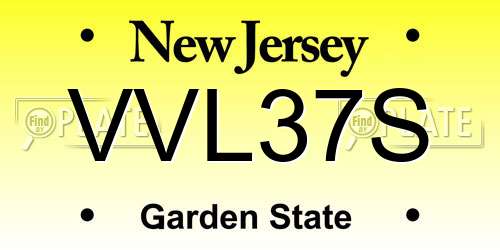 VVL37S New Jersey License Plate