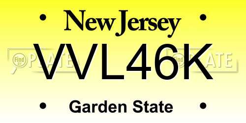 VVL46K New Jersey License Plate