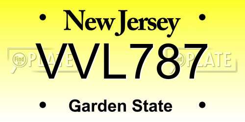 VVL787 New Jersey License Plate