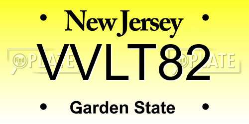 VVLT82 New Jersey License Plate